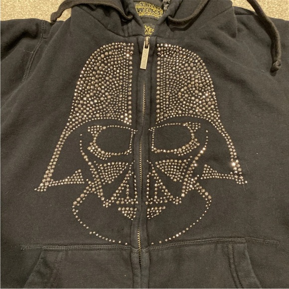 Star Wars Marc Ecko Cut & Sew Darth Vader Beaded Full Zip Black Hoodie Size S - Picture 4 of 13